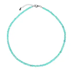 0636914240 Collana di amazzonite, cubo (4 mm), sfaccettato, rodiato, catena di estensione | Marco Schreier