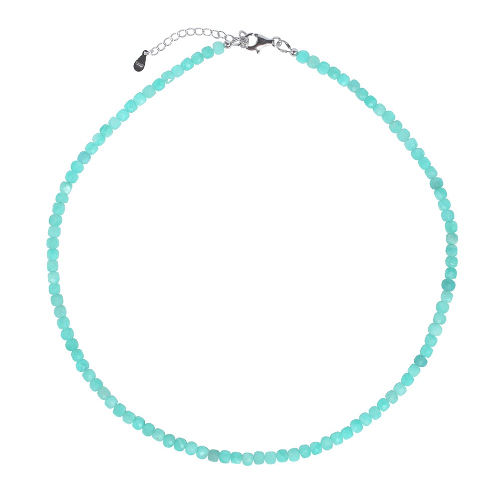 Chaîne Amazonite, cube (4mm), facetté, rhodié, Chaîne d'extension | Marco Schreier