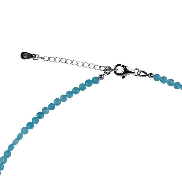 Necklace Amazonite, coin (3.5 - 4.0mm), faceted, rhodiniert, extension chain | Marco Schreier