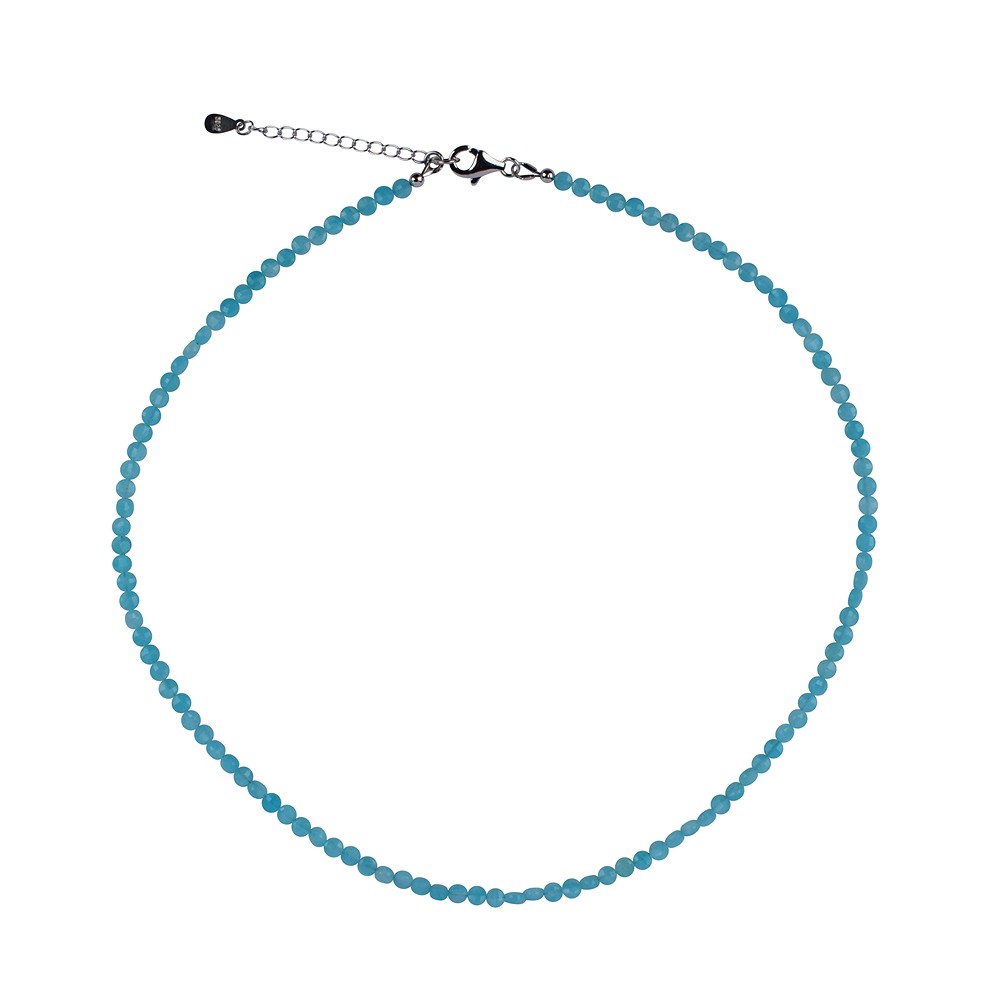 Kette Amazonit, Coin (3,5 - 4,0mm), facettiert, rhodiniert, Verlängerungskettchen | Marco Schreier