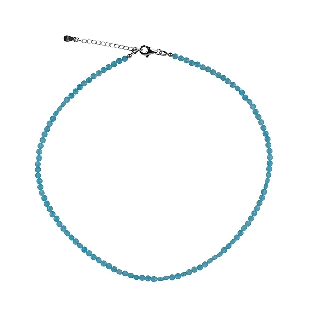Collana di amazzonite, moneta (3,5 - 4,0 mm), sfaccettata, rodiata, catena di estensione | Marco Schreier