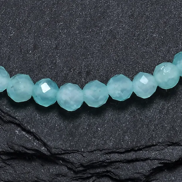 Pulsera, amazonita, cuentas de 03mm, facetadas, 14cm (corta) | Marco Schreier