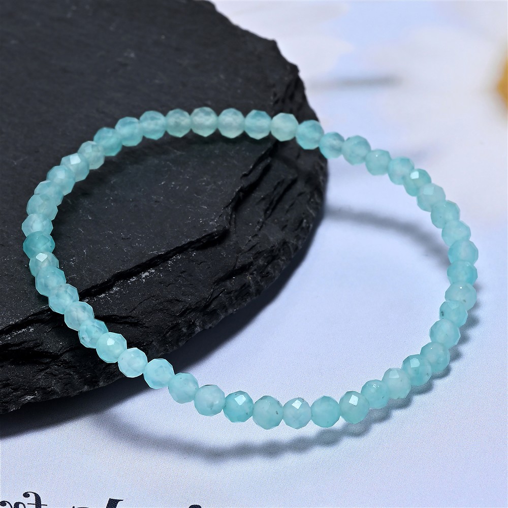 Bracelet, Amazonite, 03mm boules, facettes, 14cm (court) | Marco Schreier