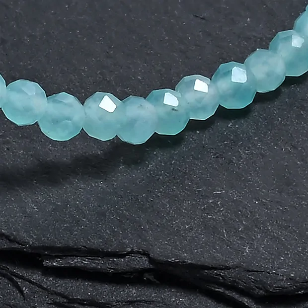 Bracelet, Amazonite, 03mm beads, faceted, 19cm | gems, healing stones & jewelry