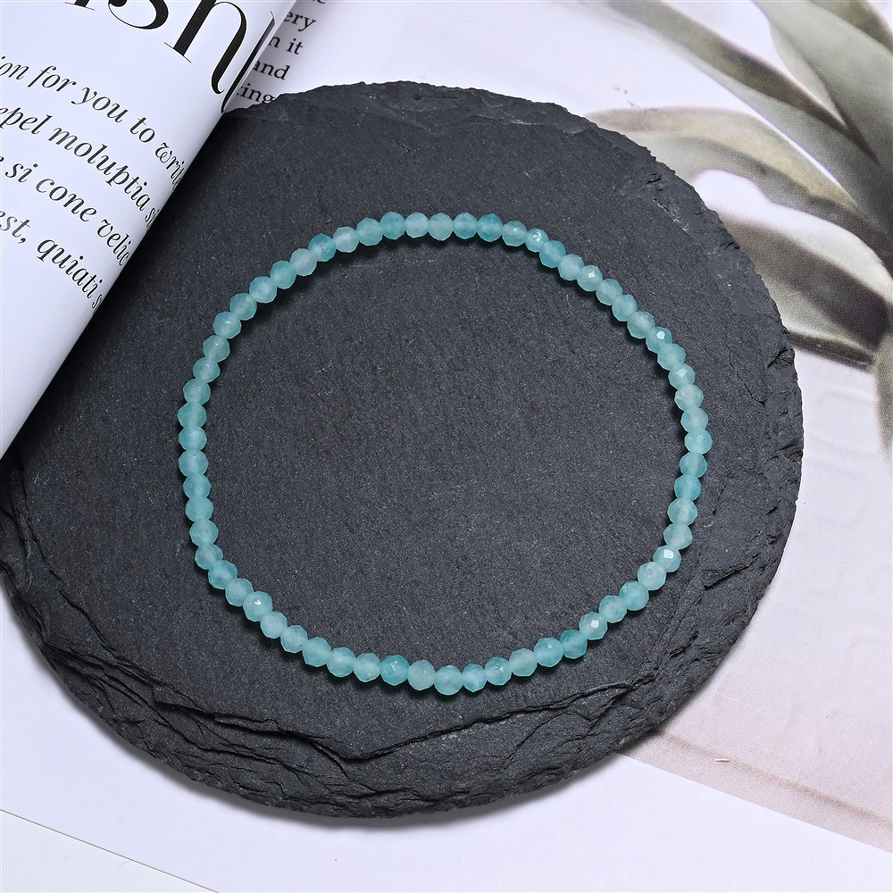 Bracelet, Amazonite, 03mm boules, facettes, 19cm | Marco Schreier