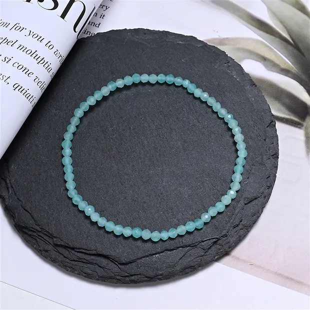Bracciale, Amazzonite, perline da 03 mm, sfaccettate, 19 cm | Marco Schreier