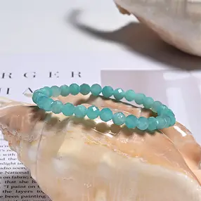 Bracelet, Amazonite (claire), 06mm boules, facettes | Marco Schreier