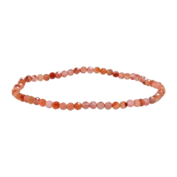 Bracelet, pioneer agate, 03mm beads, faceted, 19cm | Marco Schreier
