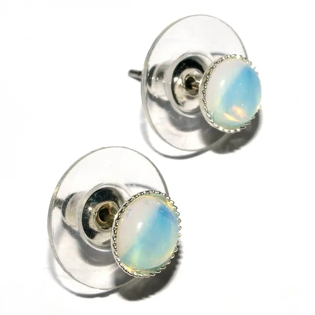 Ohrstecker, Opal-Glas (synt.), 06mm-Cabochon, für Bodenständer | Marco Schreier