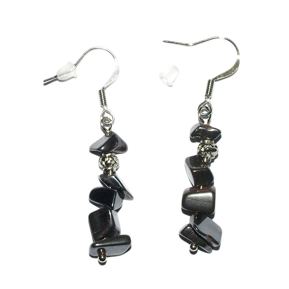 Sliver earrings, hematine, for floor stand | wholesaler gems &amp; healing stones