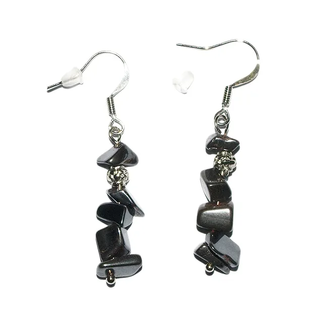 Chip earhooks, hematin, metal | minerals trade - gems, healing stones & jewelry