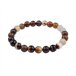 0642351081 Bracelet, Agate brune (teintée), 08mm boules, facettes | Marco Schreier