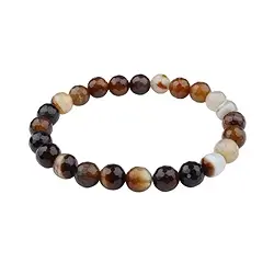 0642351081 Armband, Achat braun (gef.), 08mm Kugeln, facettiert | Marco Schreier