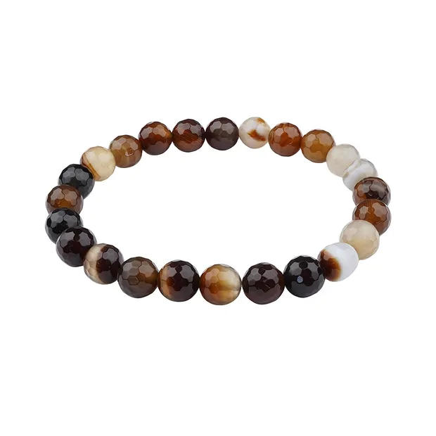 Bracciale, Agata marrone (set), perline da 08 mm, sfaccettate | Marco Schreier