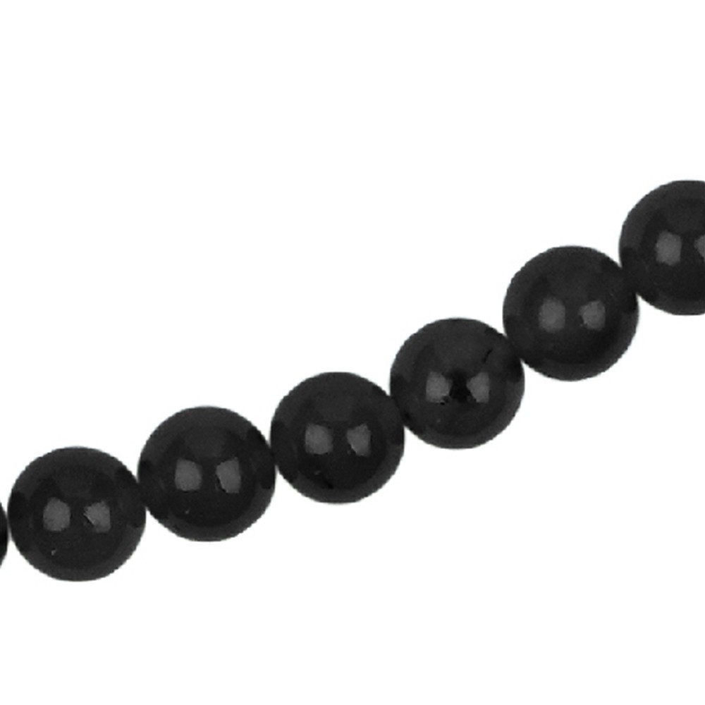 Collana Shungite (stab.), perline (6 mm), rodiato, catena di estensione | Marco Schreier