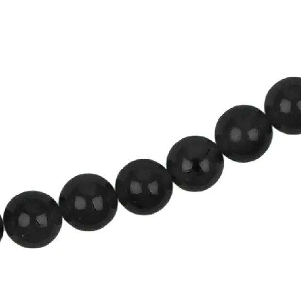 Kette Schungit (stab.), Kugeln (6mm), rhodiniert, Verlängerungskettchen | Marco Schreier