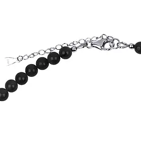 Kette Schungit (stab.), Kugeln (6mm), rhodiniert | Marco Schreier