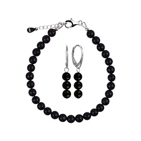 Kette Schungit (stab.), Kugeln (6mm), rhodiniert | Marco Schreier