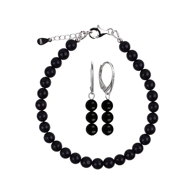 Collana di Shungite, perline (6 mm), rodiata | grossista gemme e pietre curative