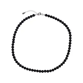 Kette Schungit (stab.), Kugeln (6mm), rhodiniert | Marco Schreier
