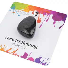 Anhänger Schungit (stab.), Trommelstein groß, rhodiniert | Marco Schreier