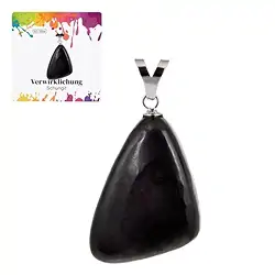 0643225107 Pendentif Shungite (stab.), Pierre roulée grande, rhodié | Marco Schreier