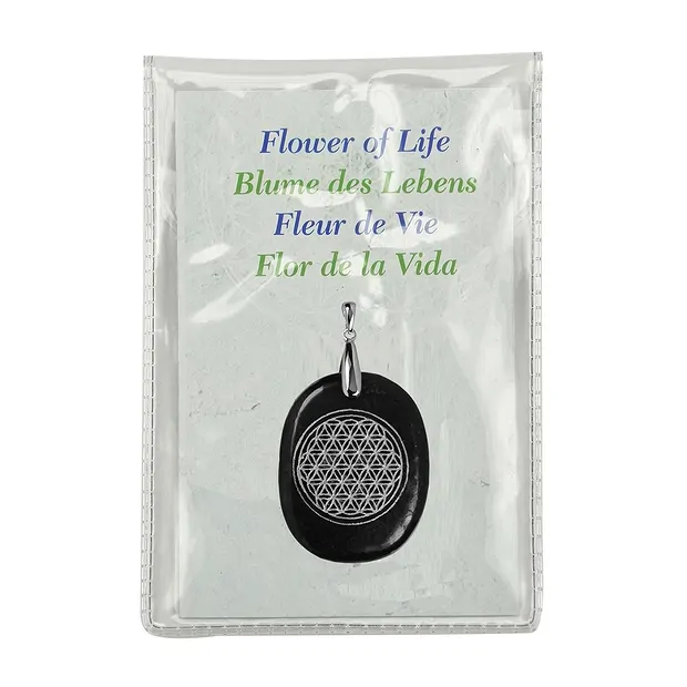 Ciondolo Fiore della vita Shungite, argento | grossista gemme e pietre curative