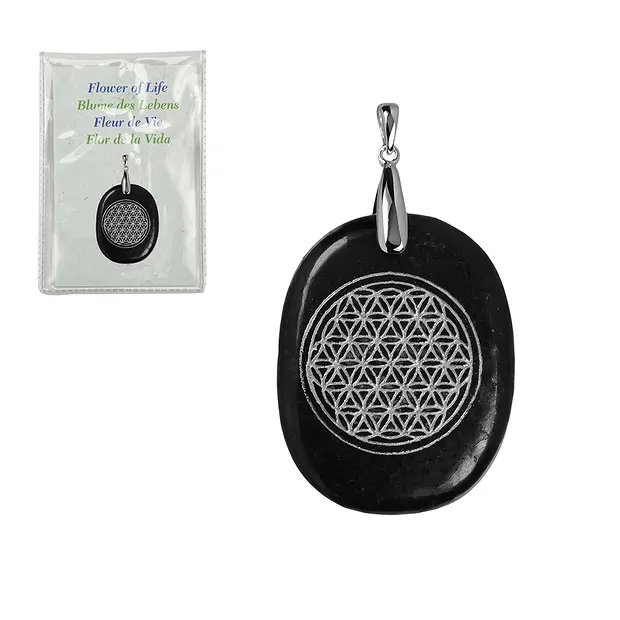 Colgante Flor de la vida Shungita (estabilizado), plata 925 | Marco Schreier
