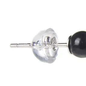 Ohrstecker Schungit (stab.), Kugel, 04mm, rhodiniert | Marco Schreier