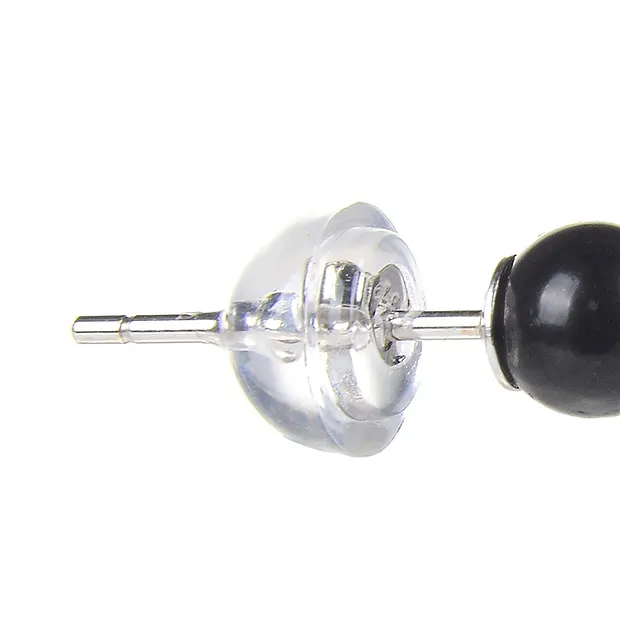 Ohrstecker Schungit (stab.), Kugel, 04mm, rhodiniert | Marco Schreier