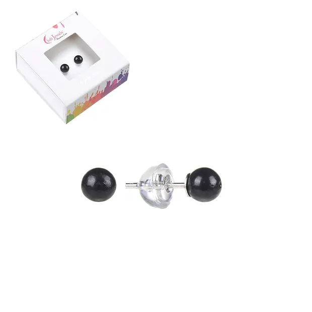 Clous d'oreilles Shungite (stab.), boule, 04mm, rhodié | Marco Schreier