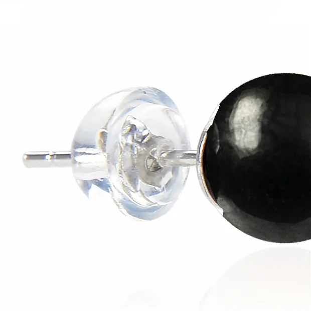 Pendientes Shungita (estabilizado), bola, 6mm, rodinado | Marco Schreier