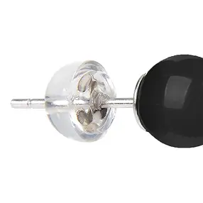 Ohrstecker Schungit (stab.), Kugel, 8mm, rhodiniert | Marco Schreier