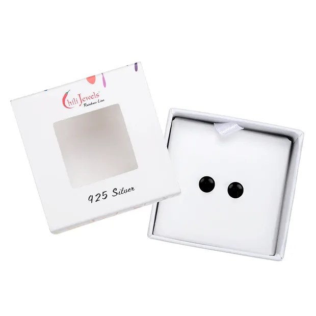 Clous d'oreilles Shungite (stab.), boule, 8mm, rhodié | Marco Schreier