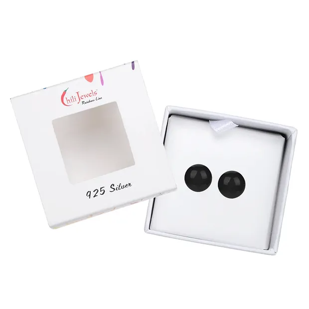 Clous d'oreilles Shungite (stab.), boule, 8mm, rhodié | Marco Schreier