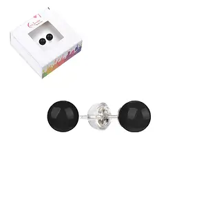 Ohrstecker Schungit (stab.), Kugel, 8mm, rhodiniert | Marco Schreier