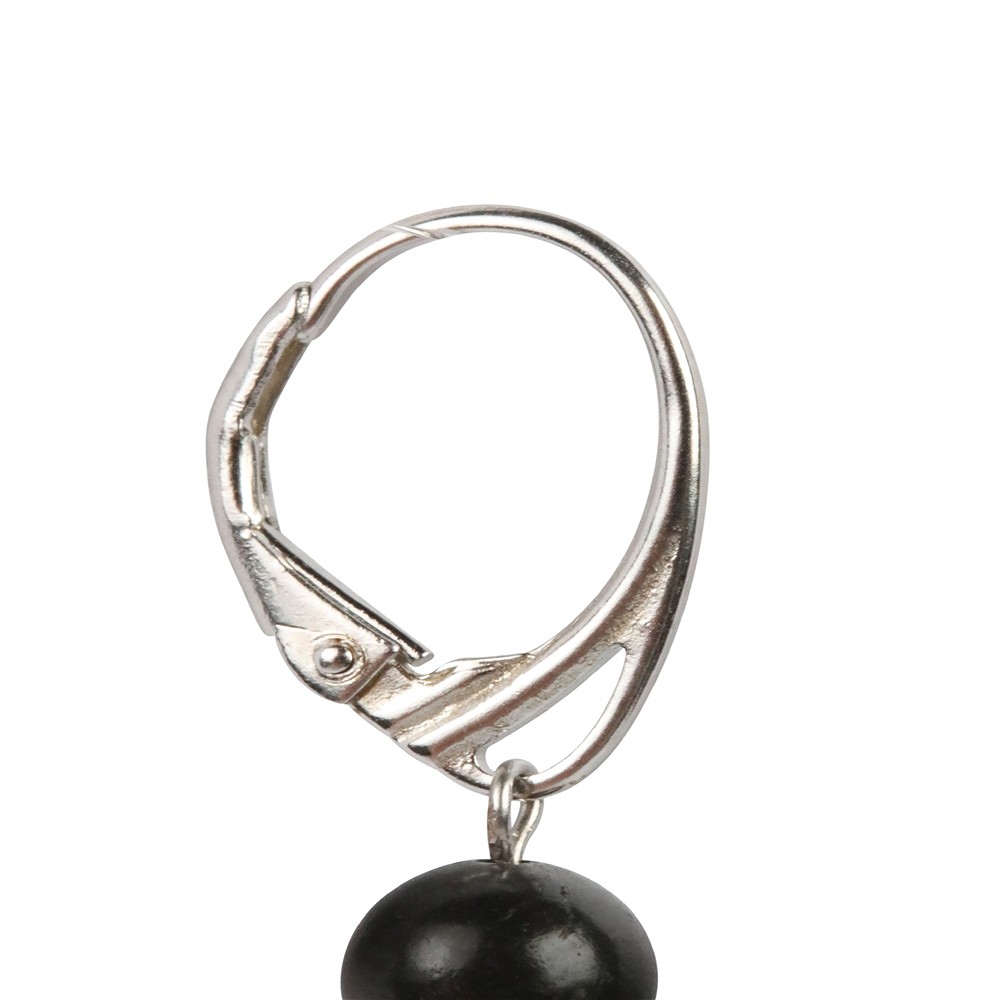 Earrings Shungite (stab.), 6mm beads, rhodiniert | Marco Schreier