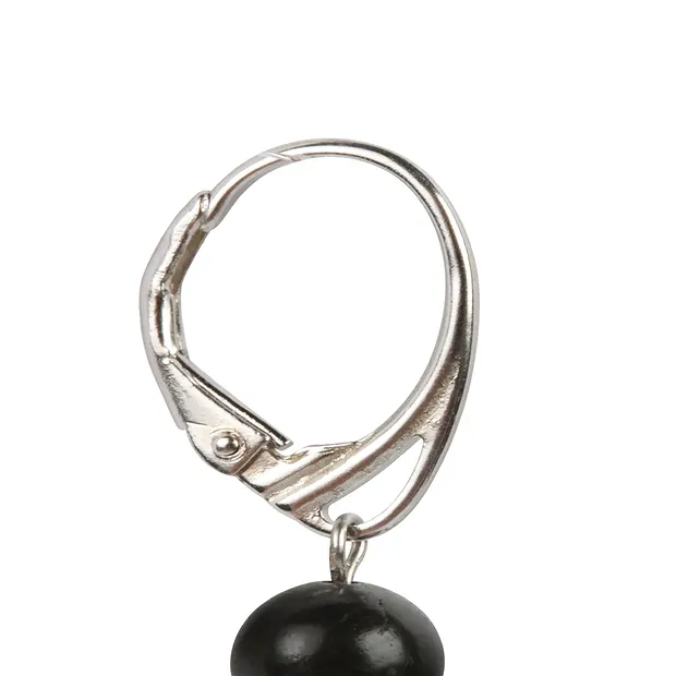 Earrings Shungite (stab.), 6mm beads, rhodiniert | Marco Schreier