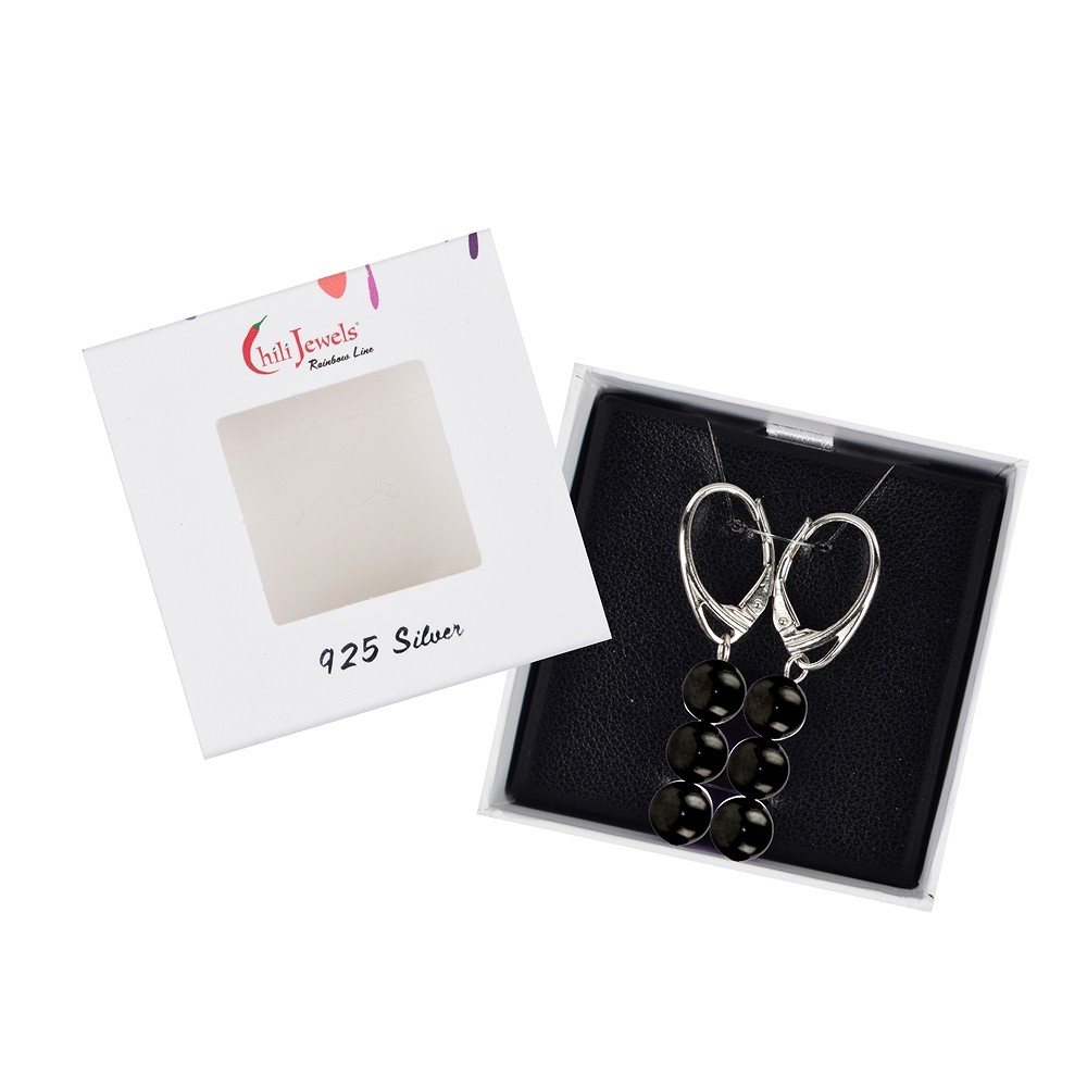 Earrings Shungite (stab.), 6mm beads, rhodiniert | Marco Schreier