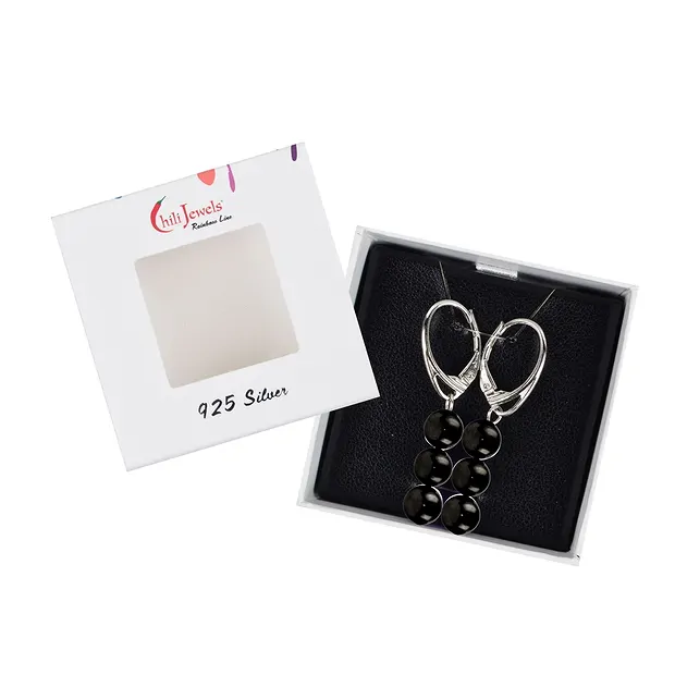 Boucles d'oreilles avec crochets en Shungite (stab.), boules de 6mm, rhodié | Marco Schreier