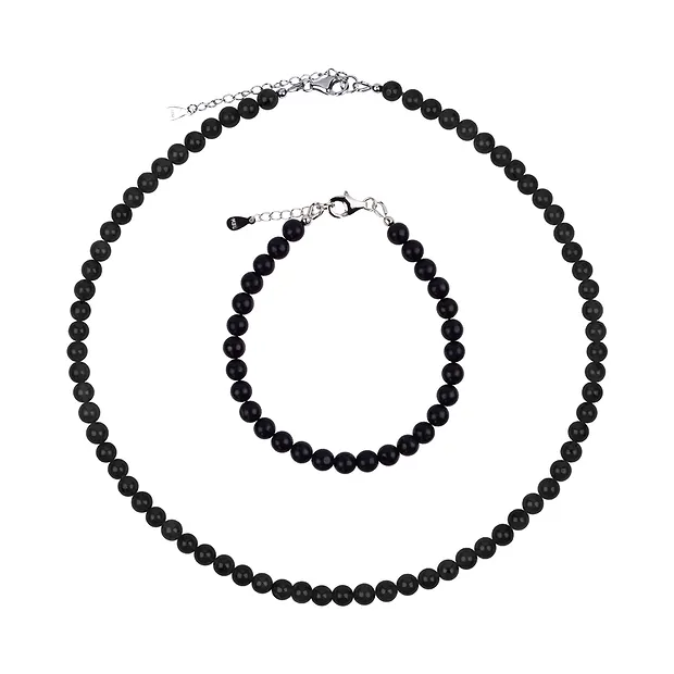 Boucles d'oreilles avec crochets en Shungite (stab.), boules de 6mm, rhodié | Marco Schreier