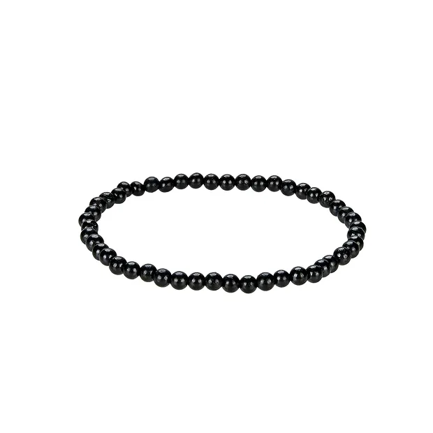 Bracelet, Shungite (stab.), 04mm beads | Schreier gems, healing stones & jewelry