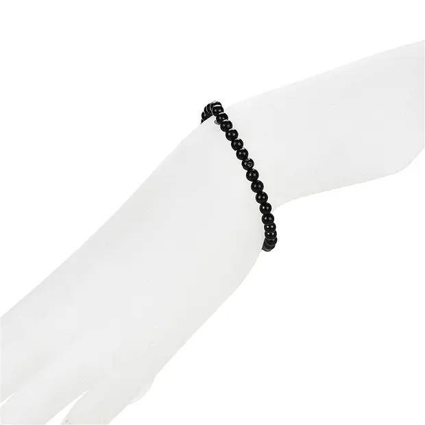 Bracelet, Shungite (stab.), 04mm beads | Schreier gems, healing stones & jewelry