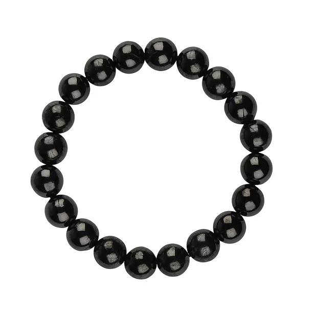 Bracelet, Shungite (stab.), 10mm beads | Schreier gems, healing stones & jewelry