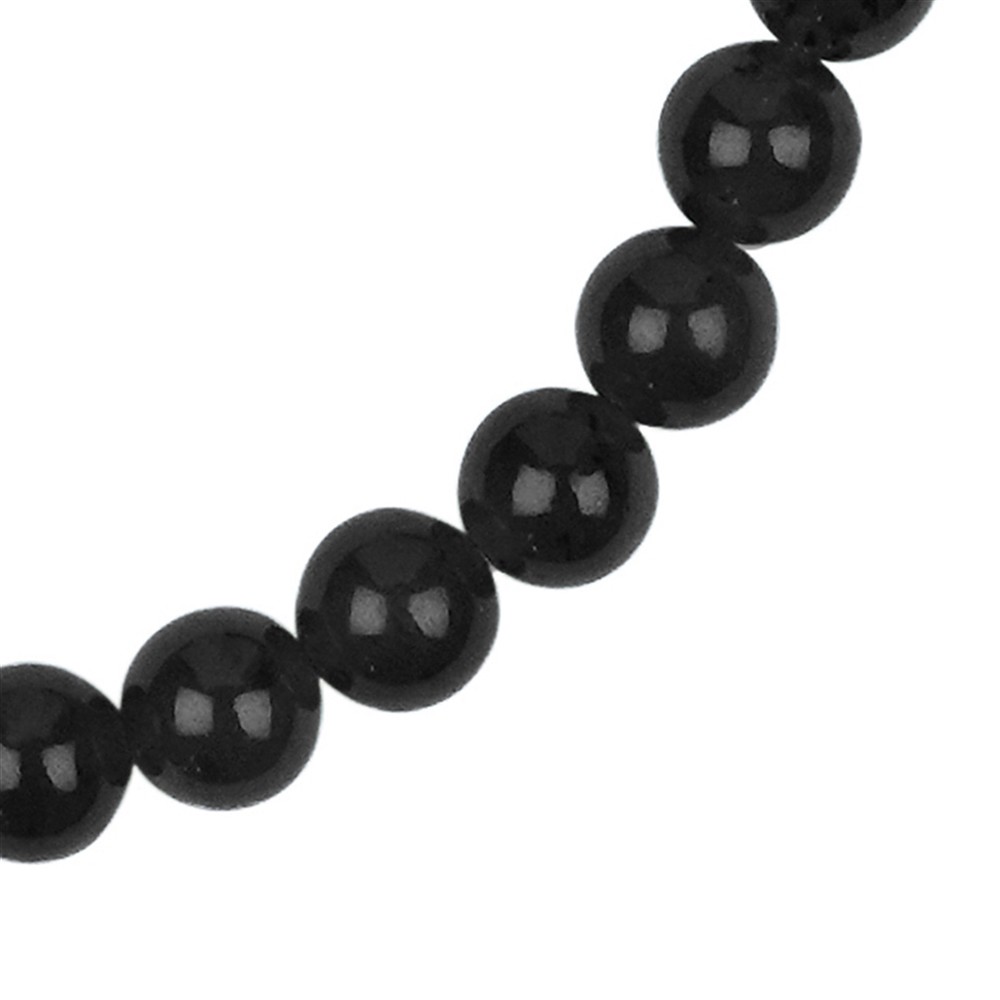 Bracelet Shungite (stab.), 6mm beads, extension chain, rhodiniert | Marco Schreier