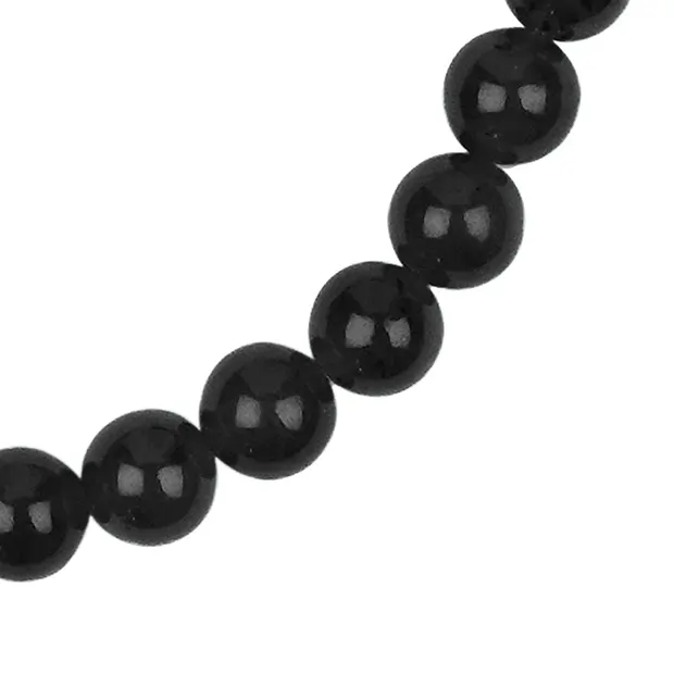 Armband Schungit (stab.), 6mm-Kugeln, rhodiniert | Marco Schreier