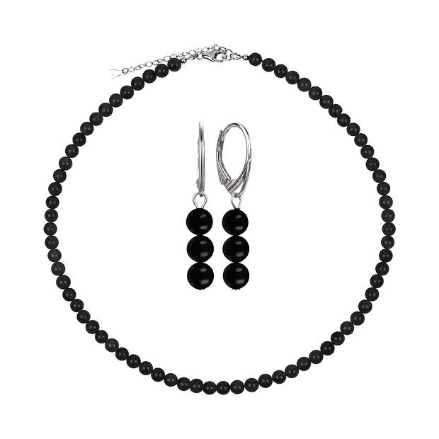 Armband Schungit (stab.), Kugeln (6mm), rhodiniert | Marco Schreier