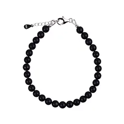0643259060 Armband Schungit (stab.), 6mm-Kugeln, Verlängerungskettchen, rhodiniert | Marco Schreier
