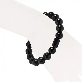 Armband, Schungit (stab.), Schörl, 10mm Kugeln | Marco Schreier
