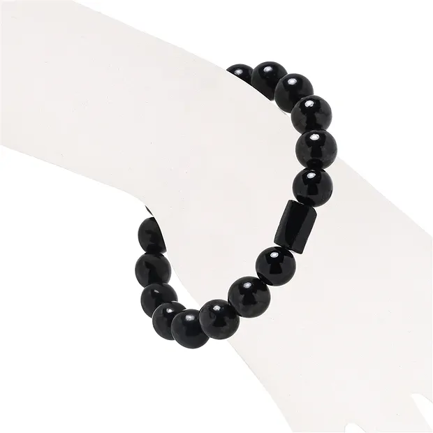 Bracelet, Shungite (stab.), Schorl, boules 10mm | Marco Schreier